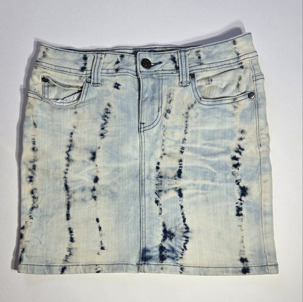 Max Rave Acid Wash Denim Jean Skirt